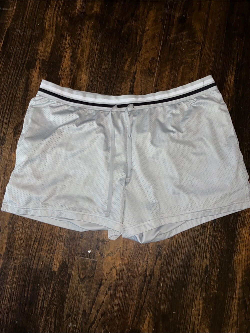 Athletic Works Light Gray Athletic Shorts with Black Trim